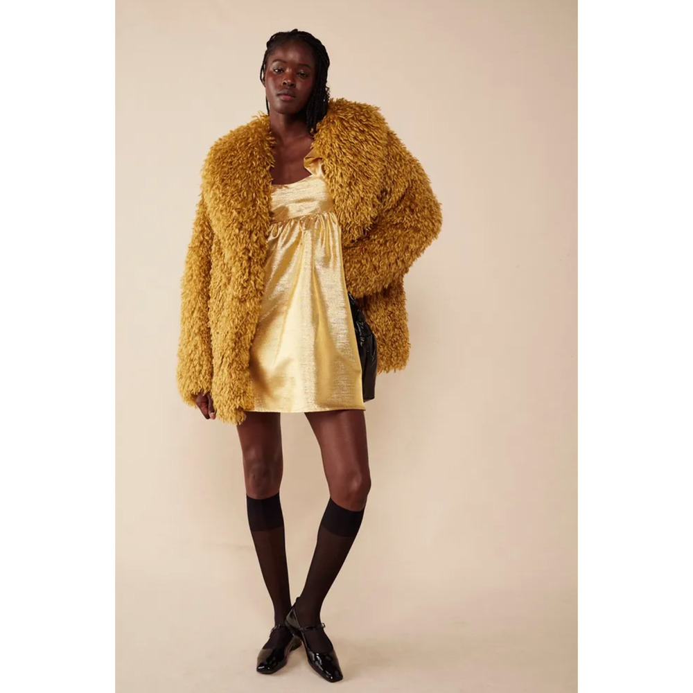 Selva Negra Metallic Gold Ruffle Mini Dress - Picture 4 of 8